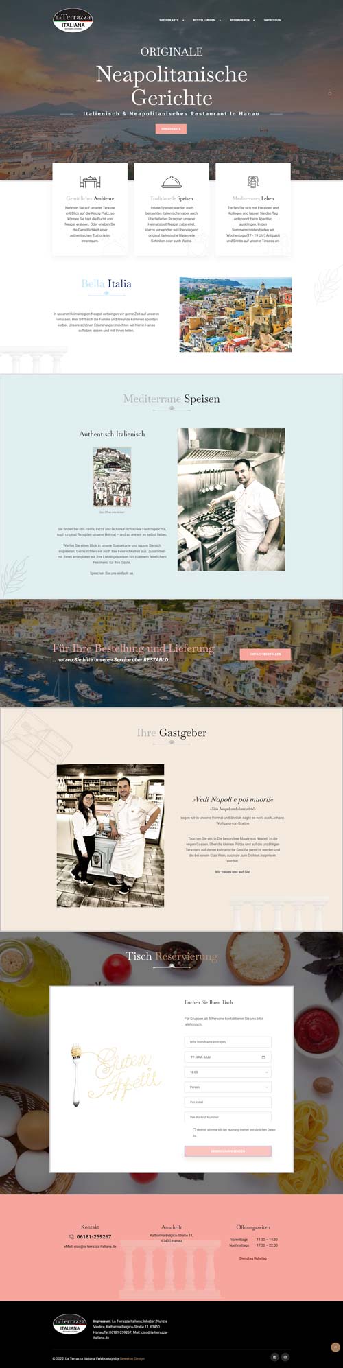 Webdesign onepager La Terrazza Italiana Hanau